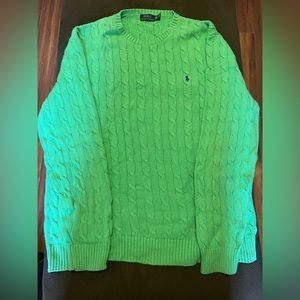 Light Green Cable Knit Polo by Ralph Lauren Sweater
